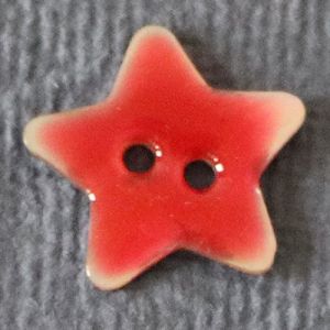 Bouton en nacre en forme d'étoile - Diam 20 mm - Rouge