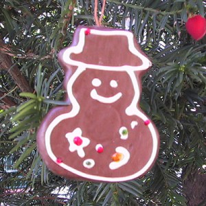 Déco de Noël en plastique façon pain d'épices - Bonhomme de neige