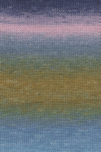 Lang Yarns Baby Cotton Color - Pelote de 50 gr - Coloris 0151 Bleu Clair/Ocre/Rose