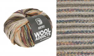 WoolAddicts by Lang Yarns Artsy - Pelote de 100 gr - Coloris 0006 Olive/Beige/Blue