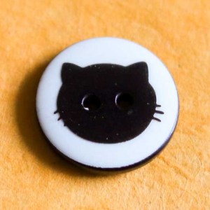 Bouton rond tête de chat 15 mm - Blanc