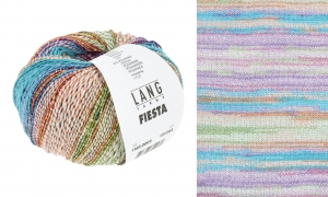 Lang Yarns Fiesta - Pelote de 50 gr - Coloris 0002 Bleu Clair/Pink/Vert/Orange