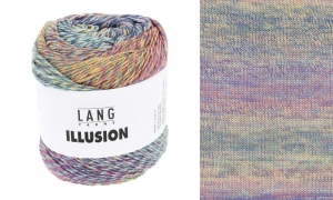 Lang Yarns Illusion - Pelote de 100 gr - Coloris 0002 Violet/Pétrole/Jaune/Bleu Clair