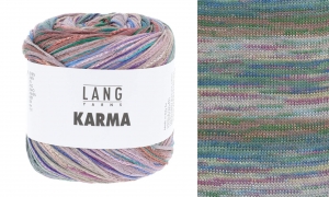 Lang Yarns Karma - Pelote de 100 gr - Coloris 0012 Violet/Vert Foncé/Bleu