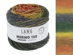 Lang Yarns Merino 120 Dégradé - Pelote de 50 gr - Coloris 0003 Orange/Cognac