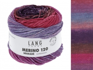 Lang Yarns Merino 120 Dégradé - Pelote de 50 gr - Coloris 0004 Rouge/Violet