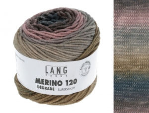 Lang Yarns Merino 120 Dégradé - Pelote de 50 gr - Coloris 0006 Vieux Rose/Sauge