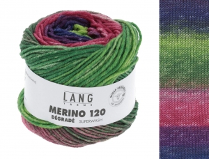 Lang Yarns Merino 120 Dégradé - Pelote de 50 gr - Coloris 0008 Rouge/Bleu/Vert