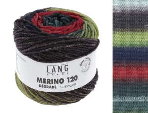 Lang Yarns Merino 120 Dégradé - Pelote de 50 gr - Coloris 0011 Menthe/Bordeaux/Bleu