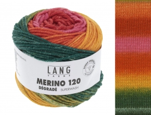 Lang Yarns Merino 120 Dégradé - Pelote de 50 gr - Coloris 0012 Rouge/Vert/Orange