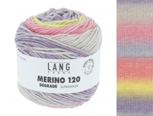 Lang Yarns Merino 120 Dégradé - Pelote de 50 gr - Coloris 0015 Rose/Jaune