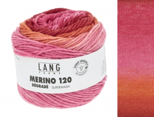 Lang Yarns Merino 120 Dégradé - Pelote de 50 gr - Coloris 0016 Rose/Orange/Rouge