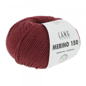 Lang Yarns Merino 150 - Pelote de 50 gr - Coloris 0262 Rouge Foncé Mélangé