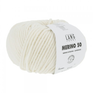 Lang Yarns Merino 50 - Pelote de 100 gr  - Coloris 0001 Blanc