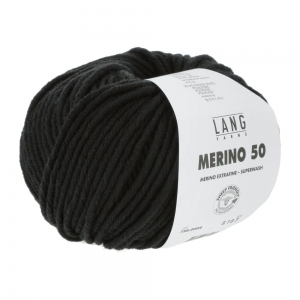 Lang Yarns Merino 50 - Pelote de 100 gr  - Coloris 0004 Noir