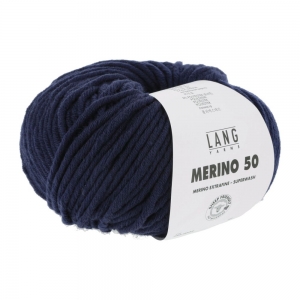 Lang Yarns Merino 50 - Pelote de 100 gr  - Coloris 0035 Bleu Marine