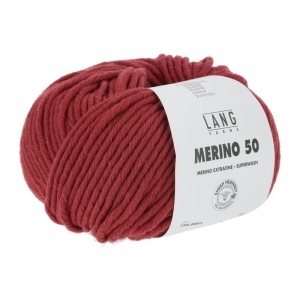 Lang Yarns Merino 50 - Pelote de 100 gr  - Coloris 0061 Rouge Foncé