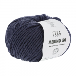Lang Yarns Merino 50 - Pelote de 100 gr  - Coloris 0110 Bleu Acier