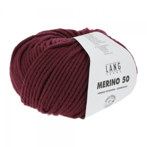 Lang Yarns Merino 50 - Pelote de 100 gr  - Coloris 0164 Bordeaux