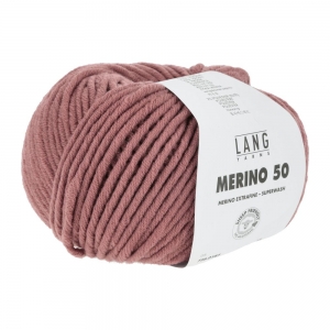 Lang Yarns Merino 50 - Pelote de 100 gr  - Coloris 0187 Bois De Rose