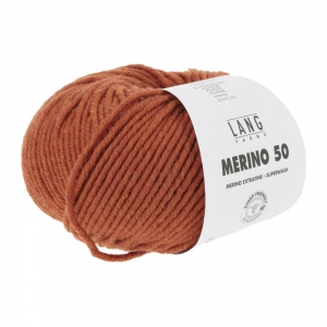 Lang Yarns Merino 50 - Pelote de 100 gr  - Coloris 0359 Orange Mélangé