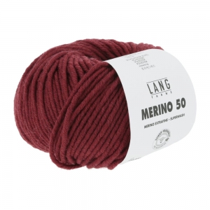 Lang Yarns Merino 50 - Pelote de 100 gr  - Coloris 0362 Rouge Foncé Mélangé