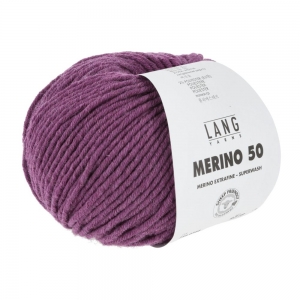 Lang Yarns Merino 50 - Pelote de 100 gr  - Coloris 0366 Cyclamen Mélangé