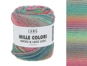 Lang Yarns Mille Colori Socks & Lace Luxe - Pelote de 100 gr - Coloris 0200 Pink/Vert/Violet