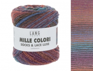 Lang Yarns Mille Colori Socks & Lace Luxe - Pelote de 100 gr - Coloris 0201 Bleu/Violet/Marron