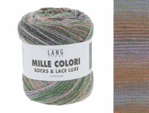 Lang Yarns Mille Colori Socks & Lace Luxe - Pelote de 100 gr - Coloris 0203 Lilas/Vert/Saumon