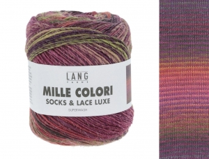 Lang Yarns Mille Colori Socks & Lace Luxe - Pelote de 100 gr - Coloris 0204 Bordeaux/Vert Foncé/Saumon