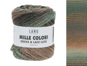 Lang Yarns Mille Colori Socks & Lace Luxe - Pelote de 100 gr - Coloris 0205 Marron/Pétrole/Turquoise