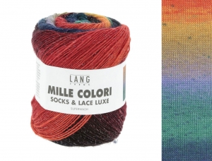 Lang Yarns Mille Colori Socks & Lace Luxe - Pelote de 100 gr - Coloris 0208 Bleu/Vert/Rouge