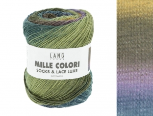 Lang Yarns Mille Colori Socks & Lace Luxe - Pelote de 100 gr - Coloris 0209 Olive/Lilas/Pétrole