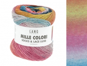 Lang Yarns Mille Colori Socks & Lace Luxe - Pelote de 100 gr - Coloris 0212 Turquise/Pink/Jaune