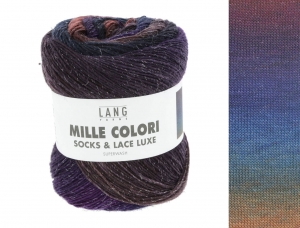 Lang Yarns Mille Colori Socks & Lace Luxe - Pelote de 100 gr - Coloris 0213 Marron Clair/Pétrole/Aubergine