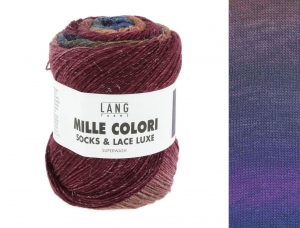Lang Yarns Mille Colori Socks & Lace Luxe - Pelote de 100 gr - Coloris 0214 Navy/Violet/Marron