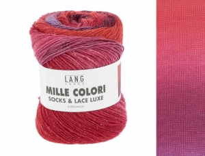 Lang Yarns Mille Colori Socks & Lace Luxe - Pelote de 100 gr - Coloris 0217 Rouge/Rouge Foncé/Lilas