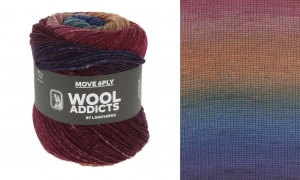 WoolAddicts by Lang Yarns Move 6 Ply - Pelote de 100 gr - Coloris 0001 Wine/Cognac/Blue