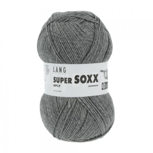 Lang Yarns Super Soxx 6 fils - Pelote de 150 gr - Coloris 0005 Gris Foncé Mélangé