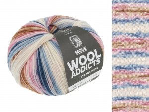 WoolAddicts by Lang Yarns Move - Pelote de 100 gr - Coloris 0008 Écru/Pink/Blue