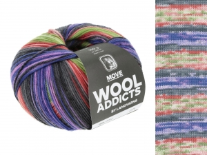 WoolAddicts by Lang Yarns Move - Pelote de 100 gr - Coloris 0012 Purple/Red/Green